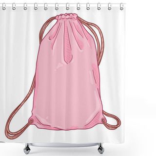 Personality  Vector Cartoon Pink Drawstring Bag. Textile Shower Curtains