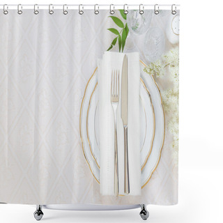 Personality  Beautiful Table Setting Shower Curtains