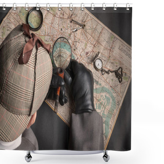 Personality  Detective And Map Of London Shower Curtains