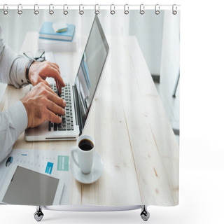 Personality  Businessman Working At Desk Shower Curtains