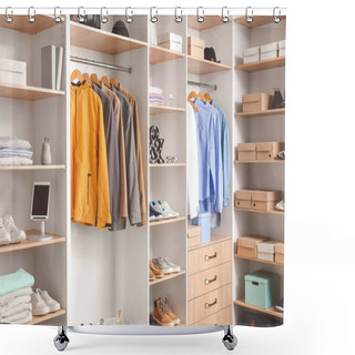 Personality  Modern Wardrobe With Stylish Spring Clothes And Accessories Shower Curtains