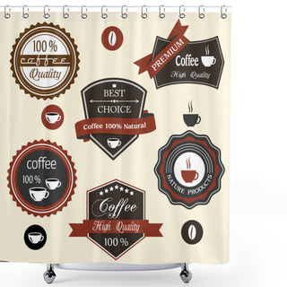 Personality  Vector Set Of Coffee Labels Shower Curtains