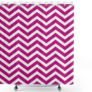 Personality  Dark Pink And White Zigzag Textured Fabric Background Shower Curtains
