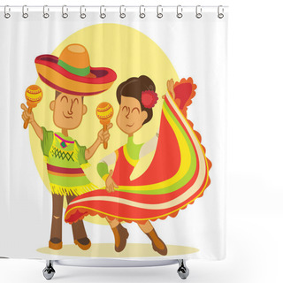 Personality  Dancing Mexicans In National Costumes Shower Curtains