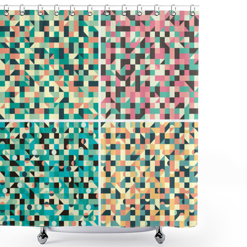 Personality  Set of seamless patterns with triangles and squares. shower curtains