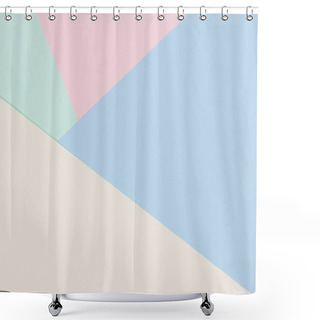 Personality  Abstract Colored Paper Texture Background. Minimal Geometric Shapes And Lines In Light Blue, Pink, Green, Pastel Yellow Colors Shower Curtains