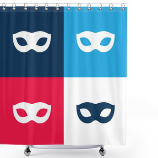 Personality  Black Carnival Mask Shape Blue And Red Four Color Minimal Icon Set Shower Curtains