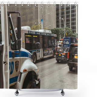 Personality  NEW YORK, USA - OCTOBER 8, 2018: Urban Scene With Cars On New York City Street, Usa Shower Curtains