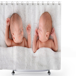 Personality  Sleeping Newborn Twins Shower Curtains