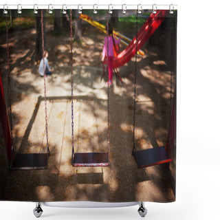 Personality  Three Swings And Children  Shower Curtains