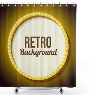 Personality  Retro Frame Circle With Neon Lights Shower Curtains