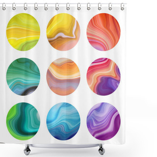 Personality  Abstract Round Labels Set Shower Curtains