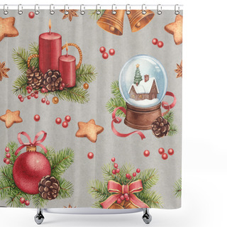 Personality  Vintage Christmas Pattern Shower Curtains