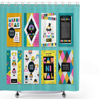 Personality  Carnival Templates In Memphis Style. Shower Curtains