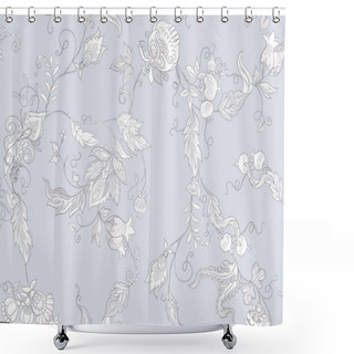 Personality  Stylized Ornamental Flowers In Vintage Style Shower Curtains