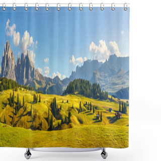 Personality  Alpe Di Siusi Or Seiser Alm And Sassolungo Mountain, Dolomites A Shower Curtains