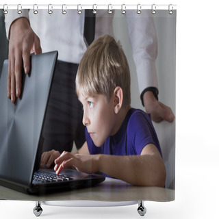 Personality  Dad Don't Allow Using His Laptop Shower Curtains