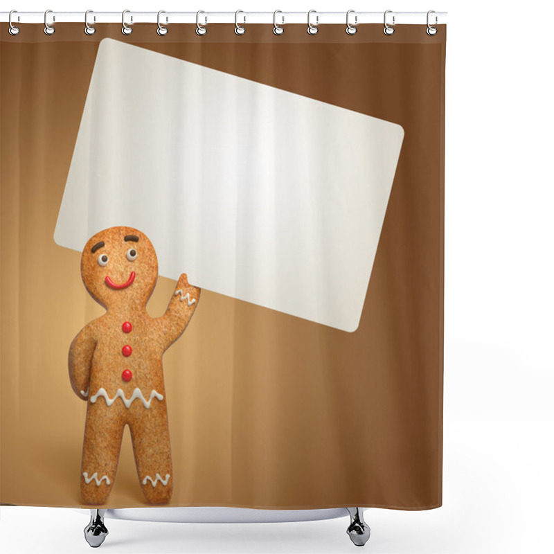 Personality  Gingerbread man holding white card shower curtains