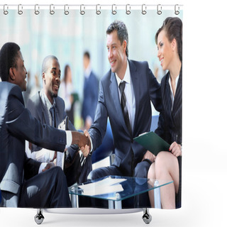 Personality  Business People Shaking Hands Shower Curtains