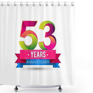 Personality  53 Years Anniversary Celebration Logo Shower Curtains