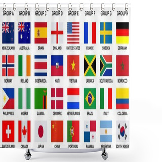 Personality  Flags Of Different Countries On A White Background Shower Curtains