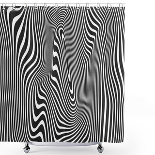 Personality  Abstract Pattern Wavy Curve Lines Ripple Black White Lines Vector Background Shower Curtains