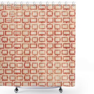 Personality  Collection Of Red Frames On Beige With Words Shower Curtains