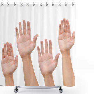 Personality  Hand Raise Up On White Shower Curtains