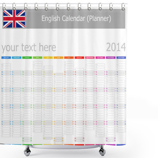 Personality  2014 English Planner-2 Calendar With Vertical Months Shower Curtains