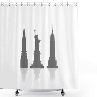 Personality  American Skyscrapers And Statue Of Liberty Shower Curtains