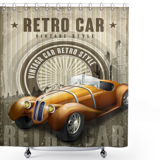 Personality  Attractive Retro Car Design Poster Shower Curtains