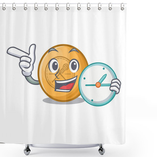 Personality  With Clock Cartoon Lacrosse Balls Are Placed In Field Shower Curtains