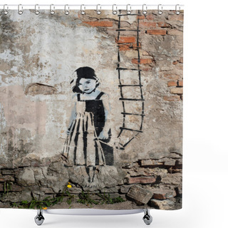 Personality  Little Girl With A Ladder In Her Hand Shower Curtains