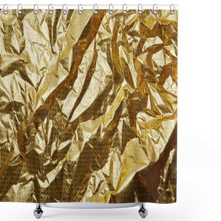 Personality  Full Frame Of Shiny Crumpled Golden Wrapping Paper As Background Shower Curtains