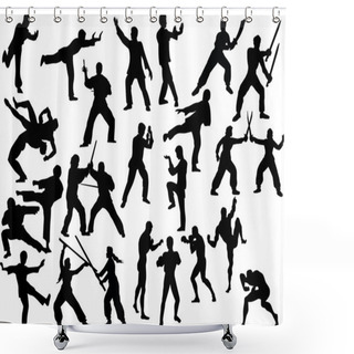 Personality  Set Of Fighter Silhouettes Shower Curtains
