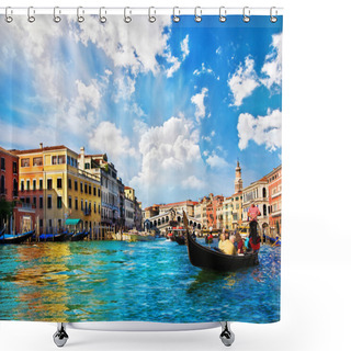 Personality  Venice Grand Canal With Gondolas And Rialto Bridge, Italy Shower Curtains