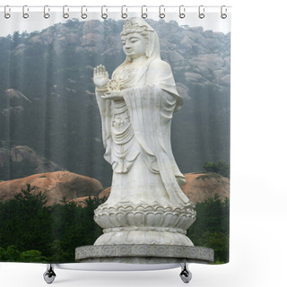 Personality  A Guanyin Colossus In Lao Shan, China Shower Curtains
