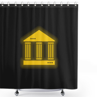 Personality  Bank Yellow Glowing Neon Icon Shower Curtains