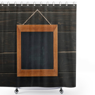 Personality  Empty Blackboard Hanging On Wooden Wall Shower Curtains