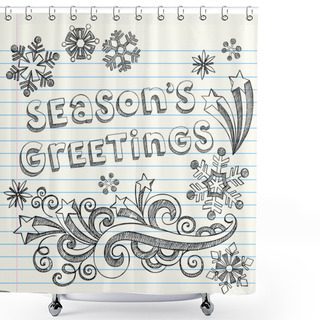 Personality  Season's Greetings Winter Sketchy Notebook Doodles Shower Curtains