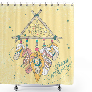 Personality  Vector Dreamcatcher Amulet. Ethnic Illustration, Tribal Shower Curtains