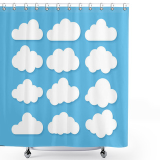 Personality  Clouds Icon, Vector Illustration. Cloud Symbol Or Logo, Different Clouds Set Shower Curtains
