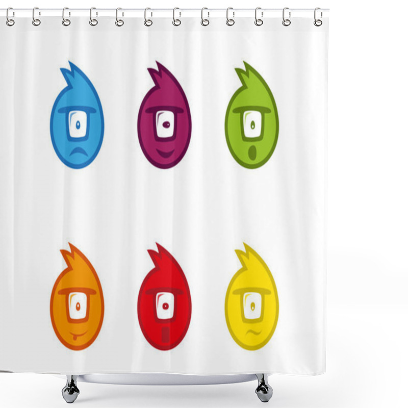 Personality  The Round Monsters With Different Emotions Shower Curtains