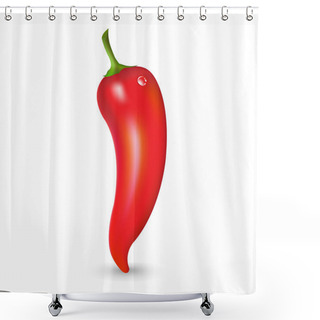 Personality  Red Hot Pepper With Drop Shower Curtains