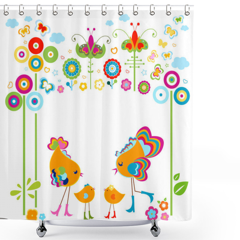 Personality  Fashion Birds Card Shower Curtains