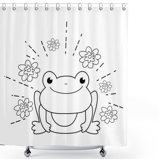 Personality  Cute Toad With Flowers Garden Character Shower Curtains