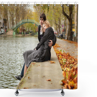 Personality  Dating Couple In Paris On Canal Saint-Martin Shower Curtains