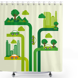 Personality  Tree City Design Shower Curtains