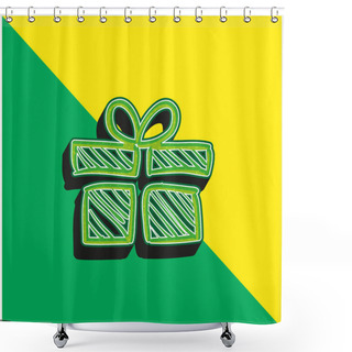 Personality  Birthday Giftbox Sketch Green And Yellow Modern 3d Vector Icon Logo Shower Curtains