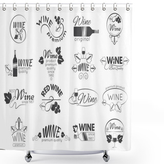 Personality  Set Of Wine Labels, Badges Shower Curtains